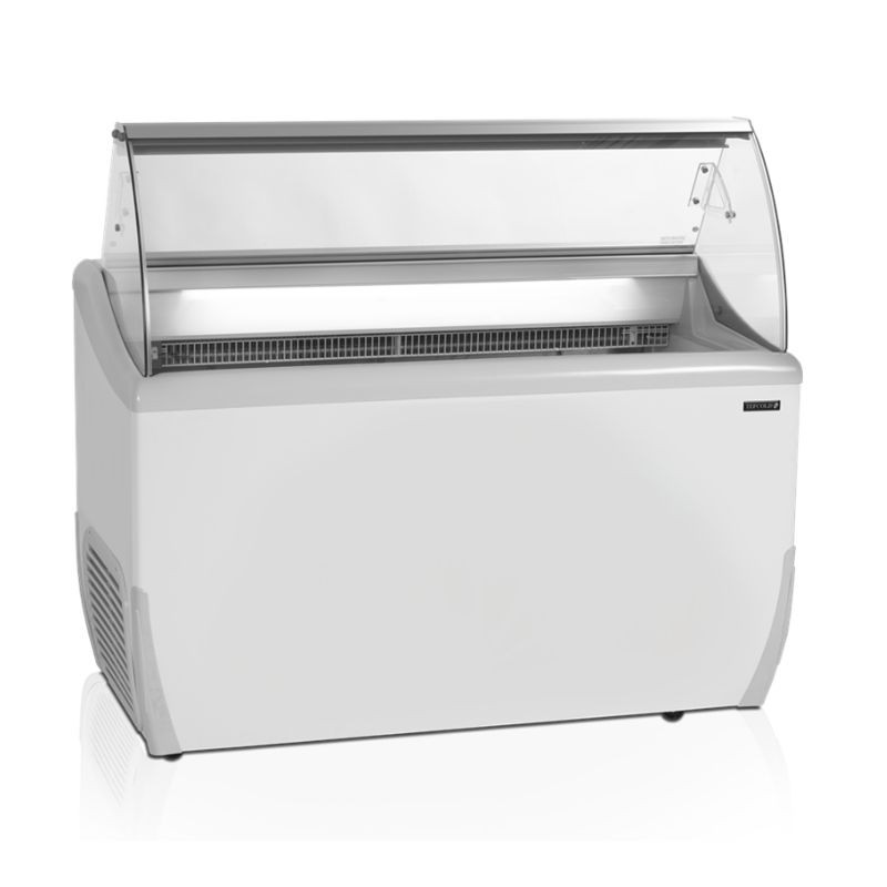 Congélateur à glace ouvert avec pare-haleine en verre - 264L TEFCOLD : Vitrine à glaces professionnelle pour crème glacée Congélateur à glace ouvert avec pare-haleine en verre - 264L TEFCOLD : Vitrine à glaces professionnelle pour crème glacée