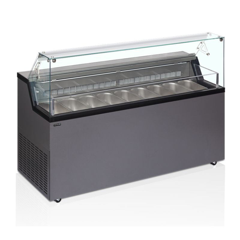 Vitrine voor ijs met bedieningsdeksel - TEFCOLD Mirabella 9, 9 x 5 L - Optimale capaciteit voor uw ijsjes Vitrine voor ijs met bedieningsdeksel - TEFCOLD Mirabella 9, 9 x 5 L - Optimale capaciteit voor uw ijsjes