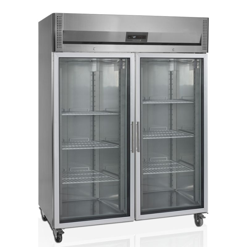 Edelstahl-Kühlschrank GN 2/1 - 2 Glastüren 1325L TEFCOLD Edelstahl-Kühlschrank GN 2/1 - 2 Glastüren 1325L TEFCOLD
