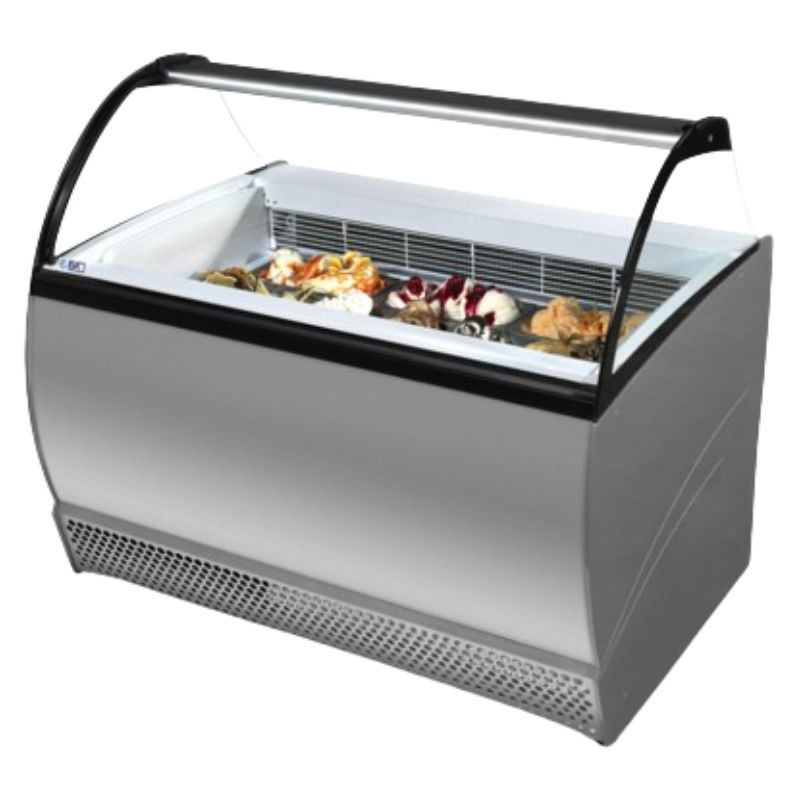 Ice Cream Display Case with Curved Glass Sneeze Guard - Perfect presentation of your ice creams Ice Cream Display Case with Curved Glass Sneeze Guard - Perfect presentation of your ice creams