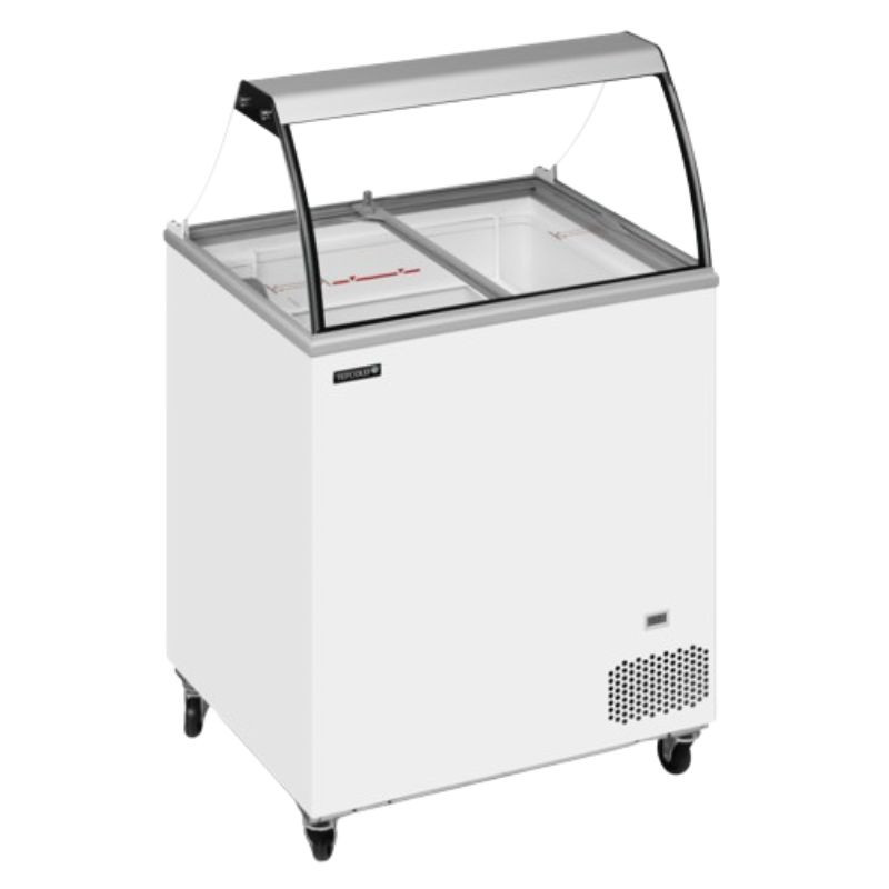 Gefriertruhe mit gebogenem Glas - 165 L TEFCOLD: Professionelle Eistruhe mit Schiebeglasdeckeln Gefriertruhe mit gebogenem Glas - 165 L TEFCOLD: Professionelle Eistruhe mit Schiebeglasdeckeln