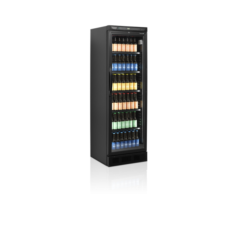 Schwarzer Getränkekühlschrank TEFCOLD - Glastür 347L - Eleganz und Leistung Schwarzer Getränkekühlschrank TEFCOLD - Glastür 347L - Eleganz und Leistung
