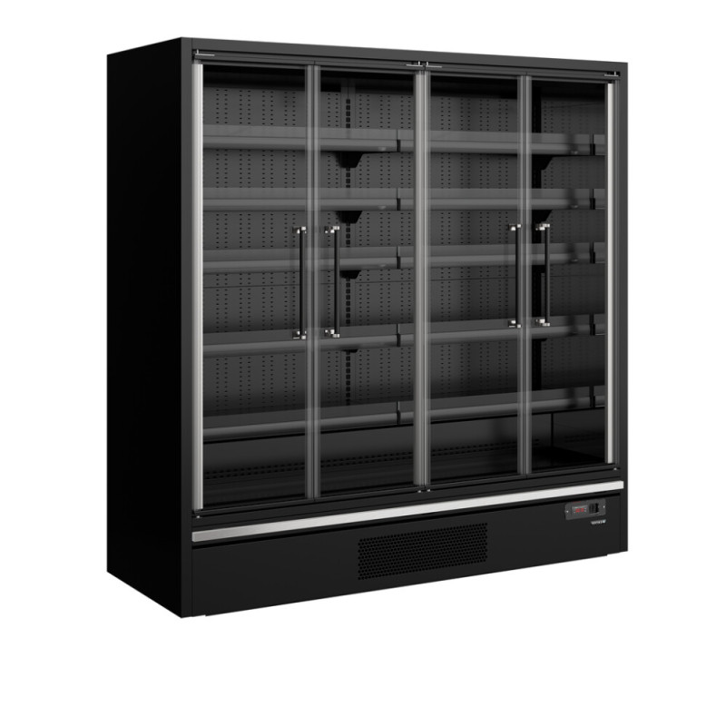 Schwarze Supermarkt-Kühlvitrine - 4 Glastüren - TEFCOLD Schwarze Supermarkt-Kühlvitrine - 4 Glastüren - TEFCOLD