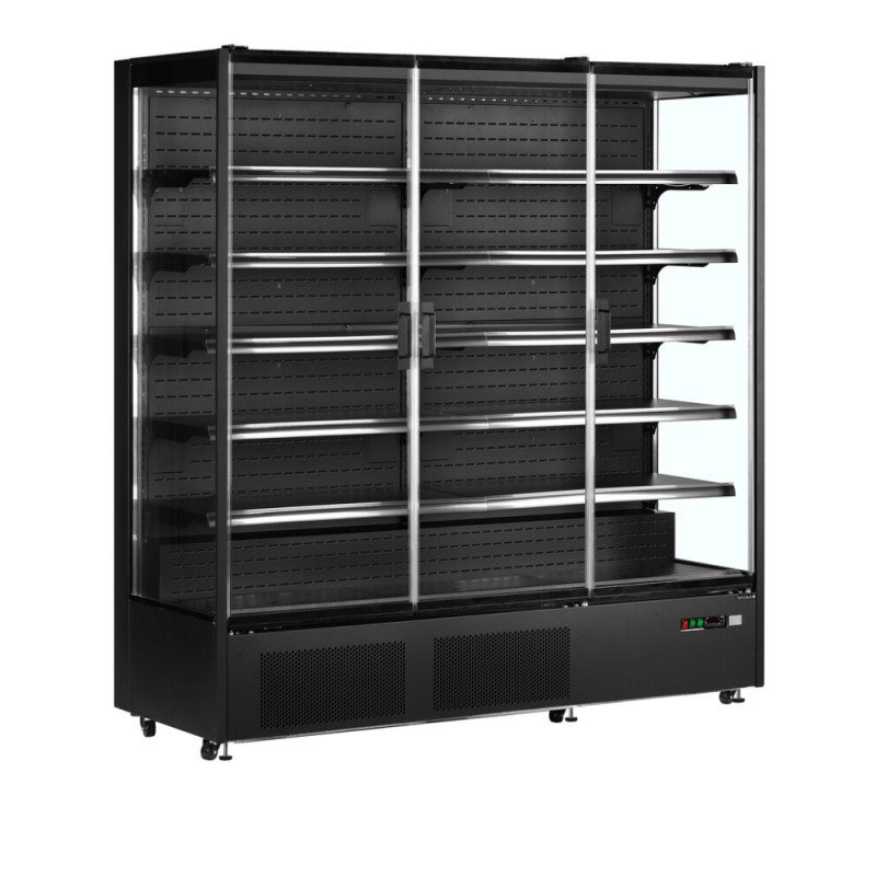 Schwarze Supermarkt-Kühlvitrine - 1147 L TEFCOLD Schwarze Supermarkt-Kühlvitrine - 1147 L TEFCOLD