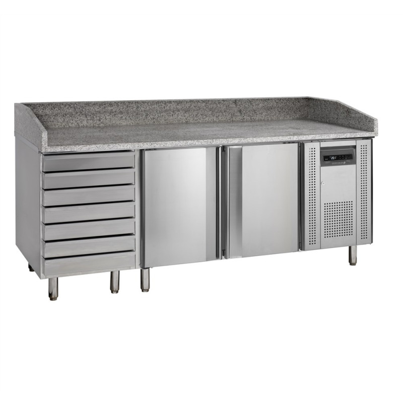 Stainless Steel Pizza Table - 2 Doors and 7 Drawers | TEFCOLD PT1310 Stainless Steel Pizza Table - 2 Doors and 7 Drawers | TEFCOLD PT1310