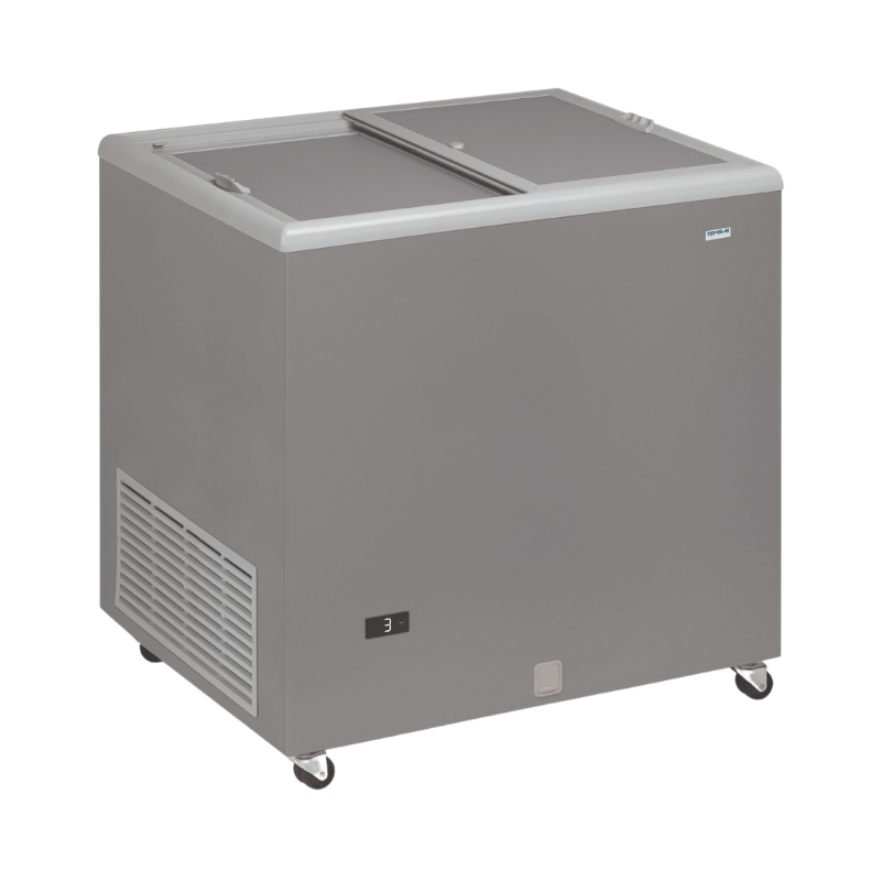 Professionelle Edelstahl-Truhe Gefrierschrank mit undurchsichtigem Deckel - 220 L Professionelle Edelstahl-Truhe Gefrierschrank mit undurchsichtigem Deckel - 220 L