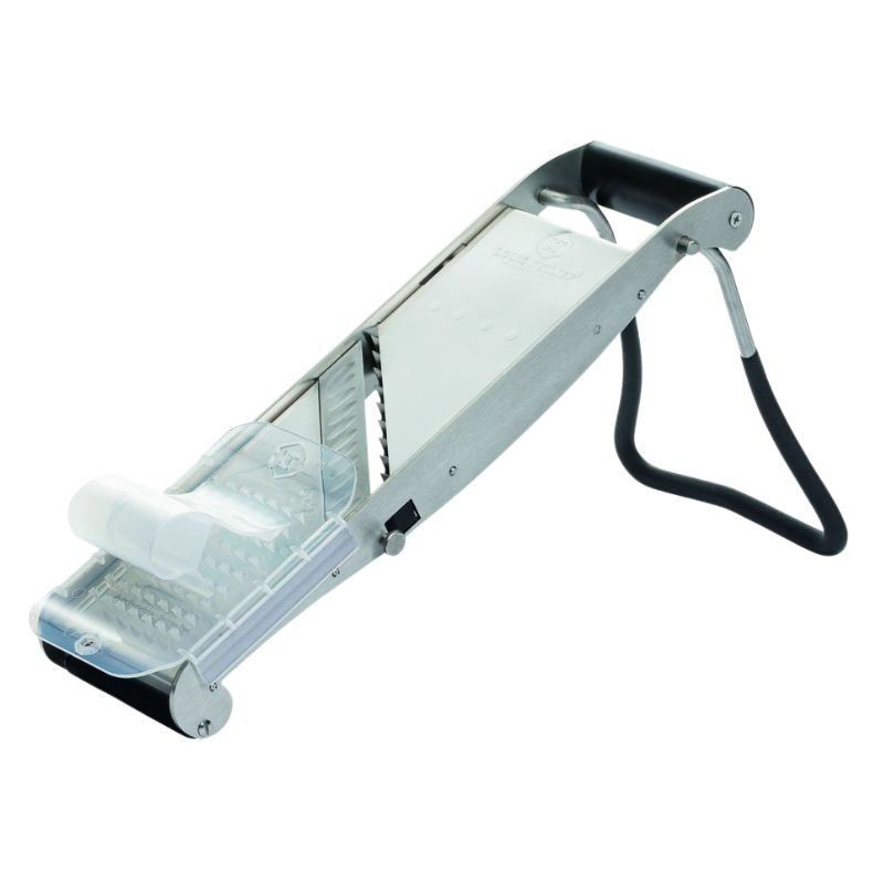 Professionelle Edelstahl-Mandoline kompakt - Louis Tellier, Schneidekämme und Schieber Professionelle Edelstahl-Mandoline kompakt - Louis Tellier, Schneidekämme und Schieber