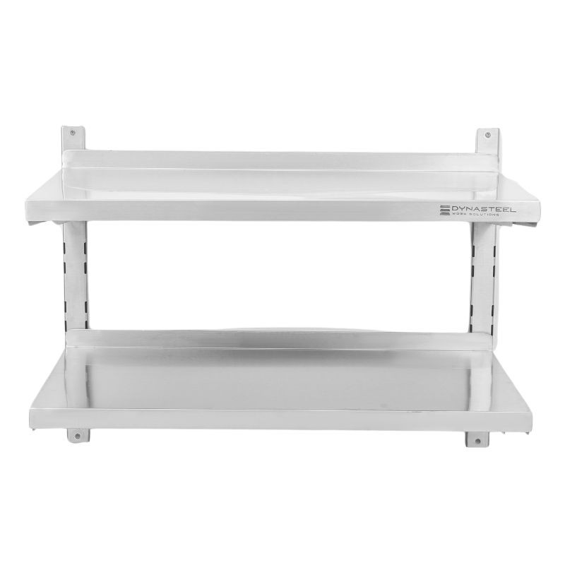 Roestvrijstalen Wandplank op Geleiders 2 Niveaus - L 800 x D 400 mm - Dynasteel Roestvrijstalen Wandplank op Geleiders 2 Niveaus - L 800 x D 400 mm - Dynasteel