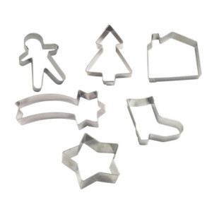 Uitsteekvormpjes Kleine Kerstkoekjes van Roestvrij Staal - Set van 6, Gobel