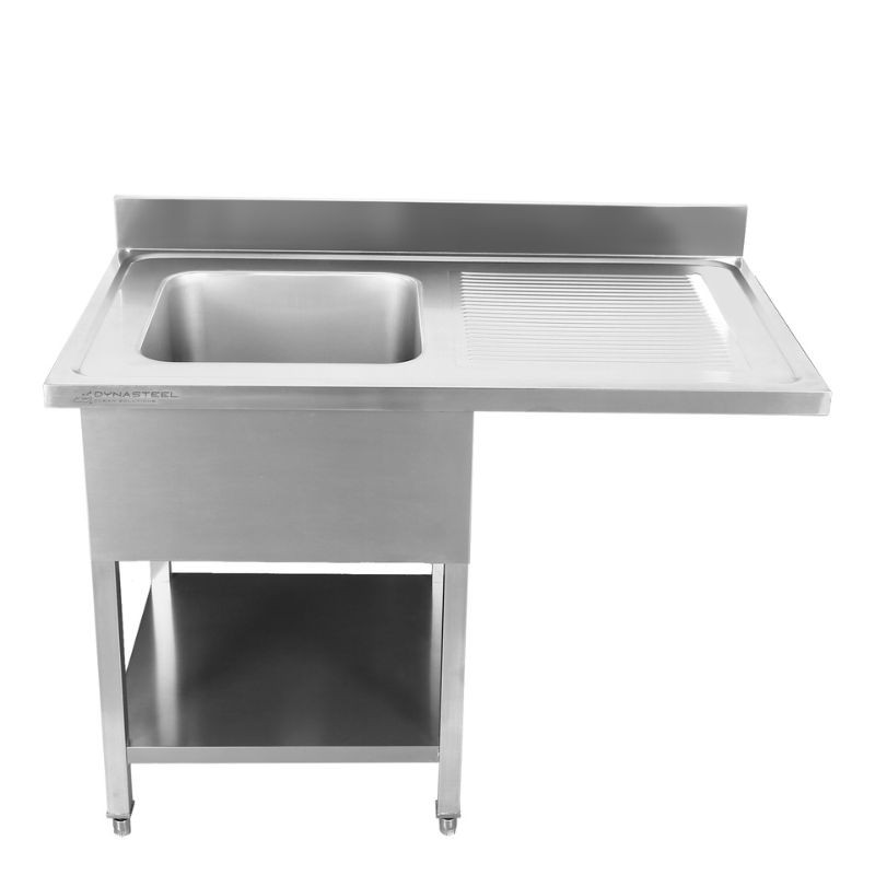 Spüle mit Geschirrspüler, Rückwand und Regal - 1200 x 700 - Abtropffläche rechts - Dynasteel Spüle mit Geschirrspüler, Rückwand und Regal - 1200 x 700 - Abtropffläche rechts - Dynasteel