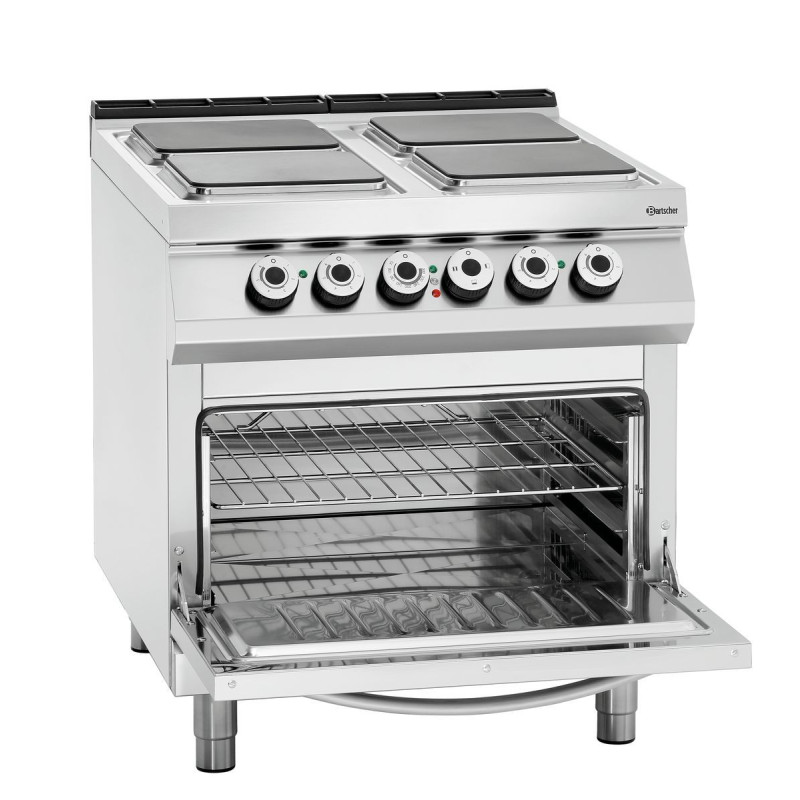 Elektrisch fornuis met 4 kookplaten - Elektrische oven GN 2/1 van het merk Bartscher Elektrisch fornuis met 4 kookplaten - Elektrische oven GN 2/1 van het merk Bartscher