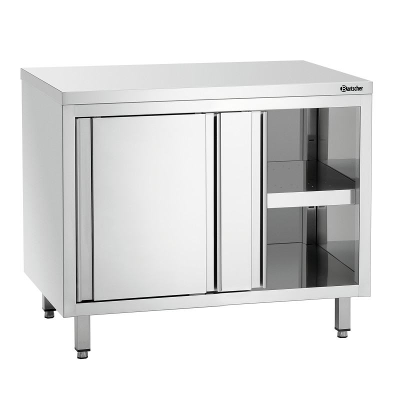 Meuble en Inox avec Portes Coulissantes et Etagère - L 1000 mm Meuble en Inox avec Portes Coulissantes et Etagère - L 1000 mm