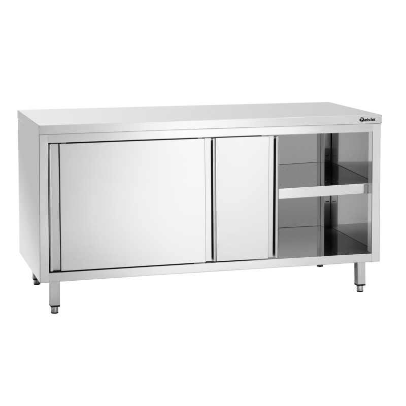 Möbel aus Edelstahl mit Schiebetüren und Regal - L 1600 mm Möbel aus Edelstahl mit Schiebetüren und Regal - L 1600 mm