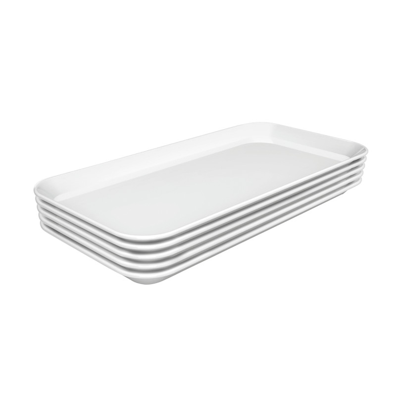 Präsentationsplatte Bartscher 150x300 mm aus weißem Melamin - Set von 5 Präsentationsplatte Bartscher 150x300 mm aus weißem Melamin - Set von 5