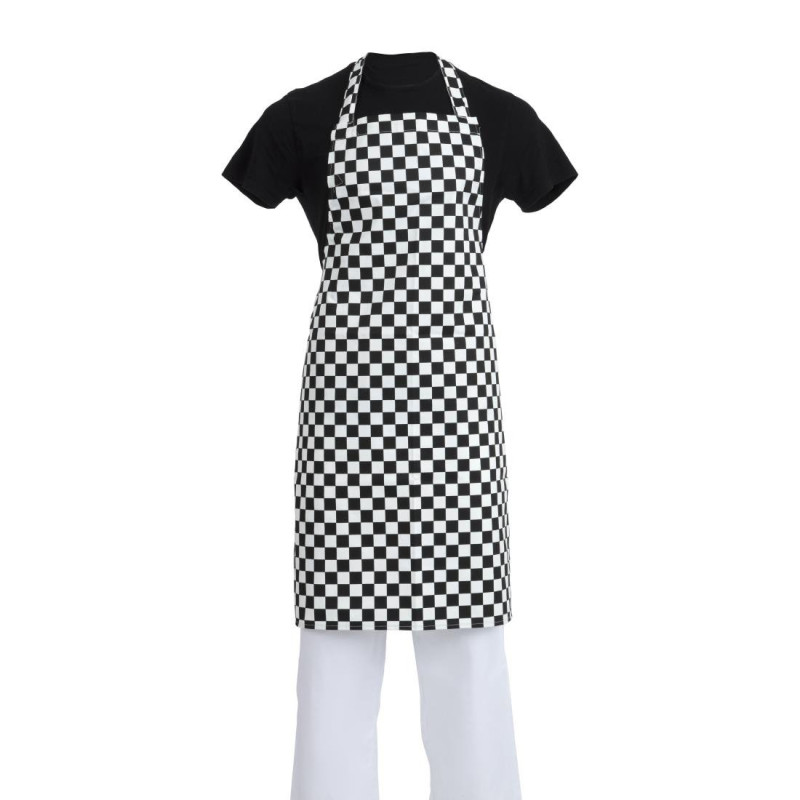 Latzschürze mit schwarz-weißem Karomuster 970 x 710 mm - Whites Chefs Clothing - Fourniresto Latzschürze mit schwarz-weißem Karomuster 970 x 710 mm - Whites Chefs Clothing - Fourniresto