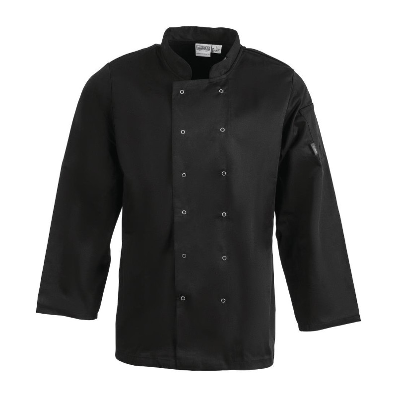 Schwarze Unisex-Kochjacke mit langen Ärmeln Vegas - Größe M - Whites Chefs Clothing - Fourniresto Schwarze Unisex-Kochjacke mit langen Ärmeln Vegas - Größe M - Whites Chefs Clothing - Fourniresto