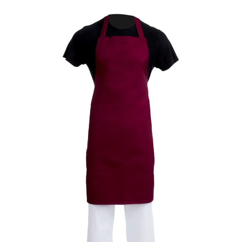 Bib Apron Bordeaux in Polycotton 710 x 970 mm - Whites Chefs Clothing - Fourniresto Bib Apron Bordeaux in Polycotton 710 x 970 mm - Whites Chefs Clothing - Fourniresto
