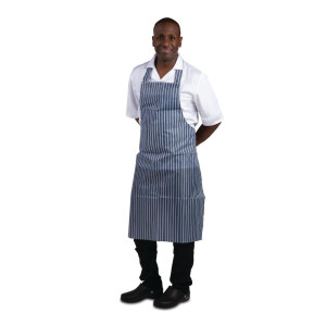 Schürze mit abweisender Latzschürze in Blau und Weiß gestreift 1016 x 711 mm - Whites Chefs Clothing - Fourniresto