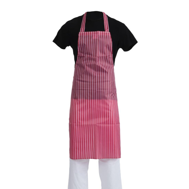Tablier Bavette Déperlant Rayé Rouge Et Blanc 1016 X 711 Mm - Whites Chefs Clothing - Fourniresto Tablier Bavette Déperlant Rayé Rouge Et Blanc 1016 X 711 Mm - Whites Chefs Clothing - Fourniresto