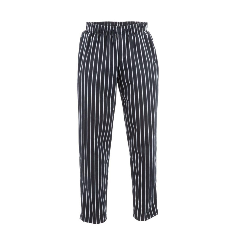 Unisex Black and White Striped Baggy Chef Pants - Size XL - Chef Works - Fourniresto Unisex Black and White Striped Baggy Chef Pants - Size XL - Chef Works - Fourniresto