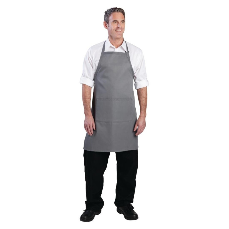 Latzschürze mit verstellbarem Nackenband und Doppeltasche Grau 610 x 860 mm - Chef Works - Fourniresto Latzschürze mit verstellbarem Nackenband und Doppeltasche Grau 610 x 860 mm - Chef Works - Fourniresto
