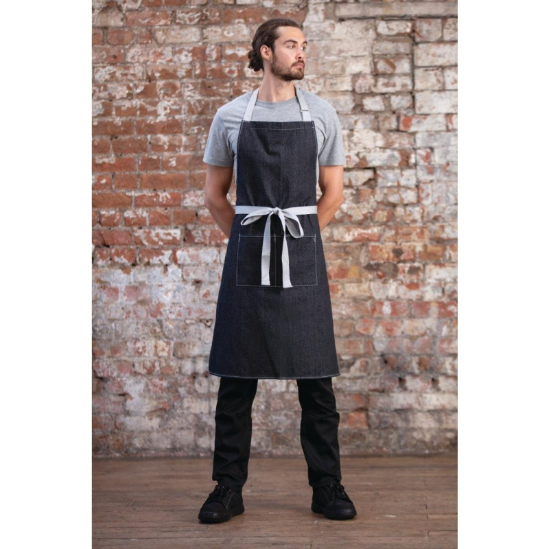 Schürze Latz Denim Schwarz Southside aus Polycotton 700 x 1000 mm - Whites Chefs Clothing - Fourniresto Schürze Latz Denim Schwarz Southside aus Polycotton 700 x 1000 mm - Whites Chefs Clothing - Fourniresto