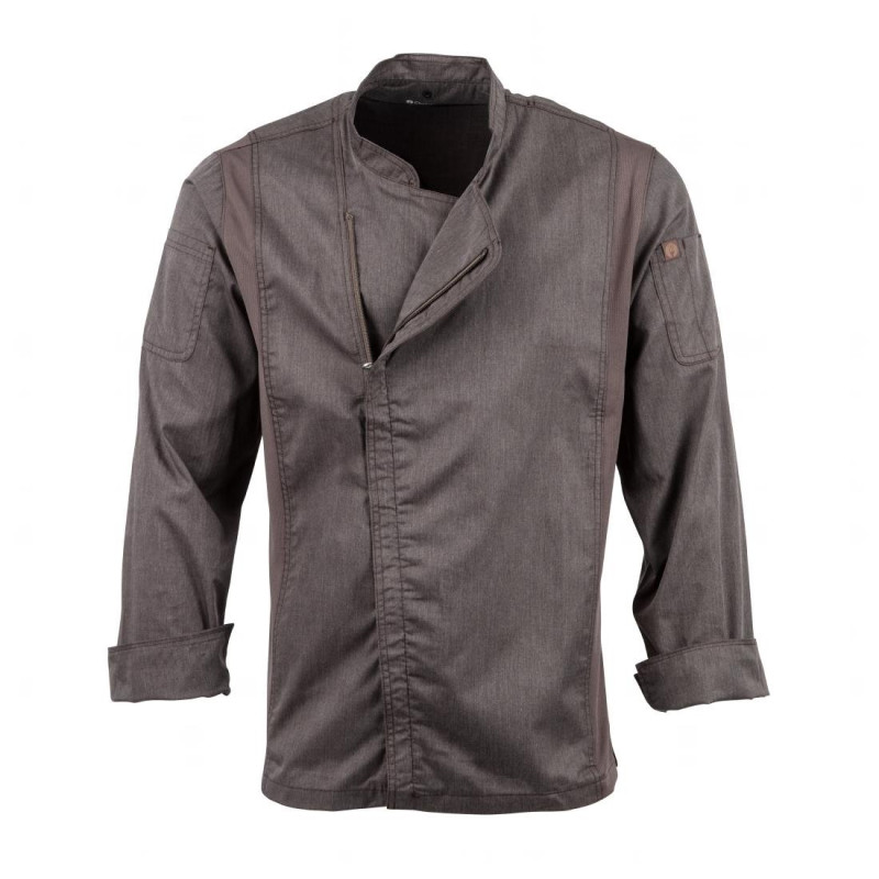 Unisex Graphite Gray Hartford Zipper Chef Jacket - Size XL - Chef Works - Fourniresto Unisex Graphite Gray Hartford Zipper Chef Jacket - Size XL - Chef Works - Fourniresto