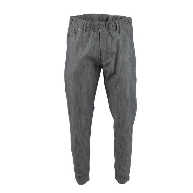 Koksbroek Jogger met Fijne Zwarte en Witte Strepen - Maat XL - Chef Works - Fourniresto Koksbroek Jogger met Fijne Zwarte en Witte Strepen - Maat XL - Chef Works - Fourniresto