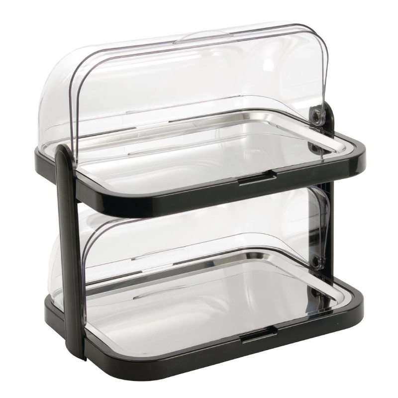 Gekoelde serveerplaat met 2 niveaus en inklapbare deksel 440 x 320 mm - APS - Fourniresto Gekoelde serveerplaat met 2 niveaus en inklapbare deksel 440 x 320 mm - APS - Fourniresto