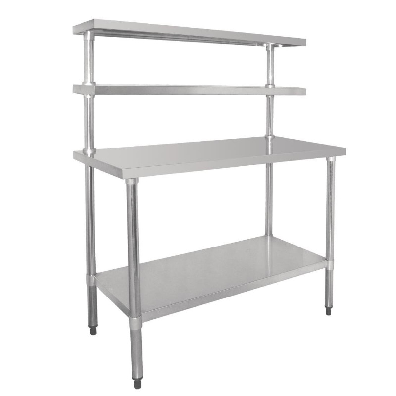 RVS tafel met 2 bovenste planken 1800 x 600 mm - Vogue - Fourniresto RVS tafel met 2 bovenste planken 1800 x 600 mm - Vogue - Fourniresto