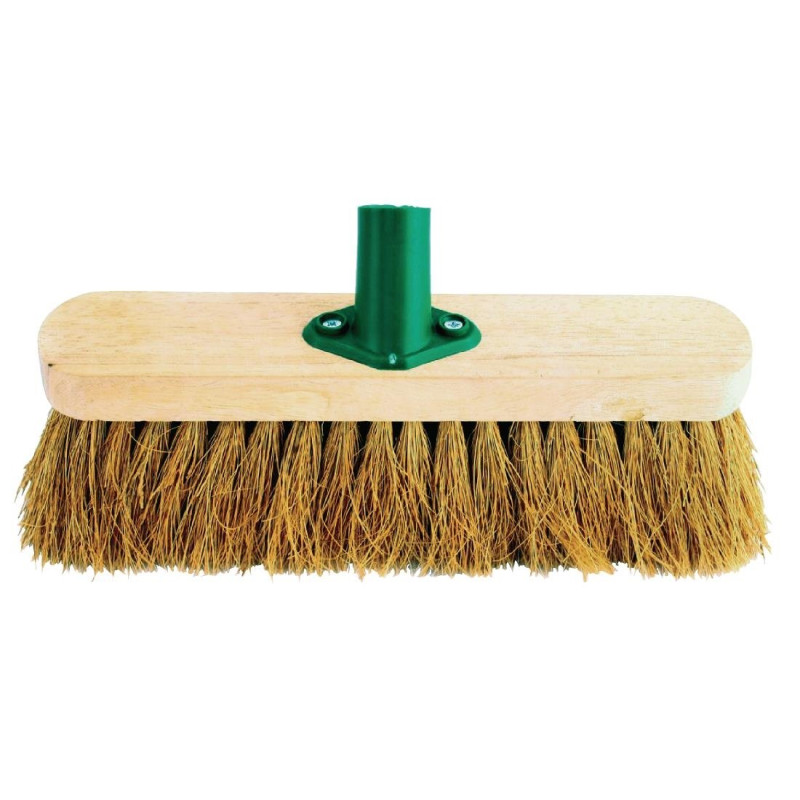 Soft Coco Broom Head with Wooden Handle 305mm - Jantex - Fourniresto Soft Coco Broom Head with Wooden Handle 305mm - Jantex - Fourniresto