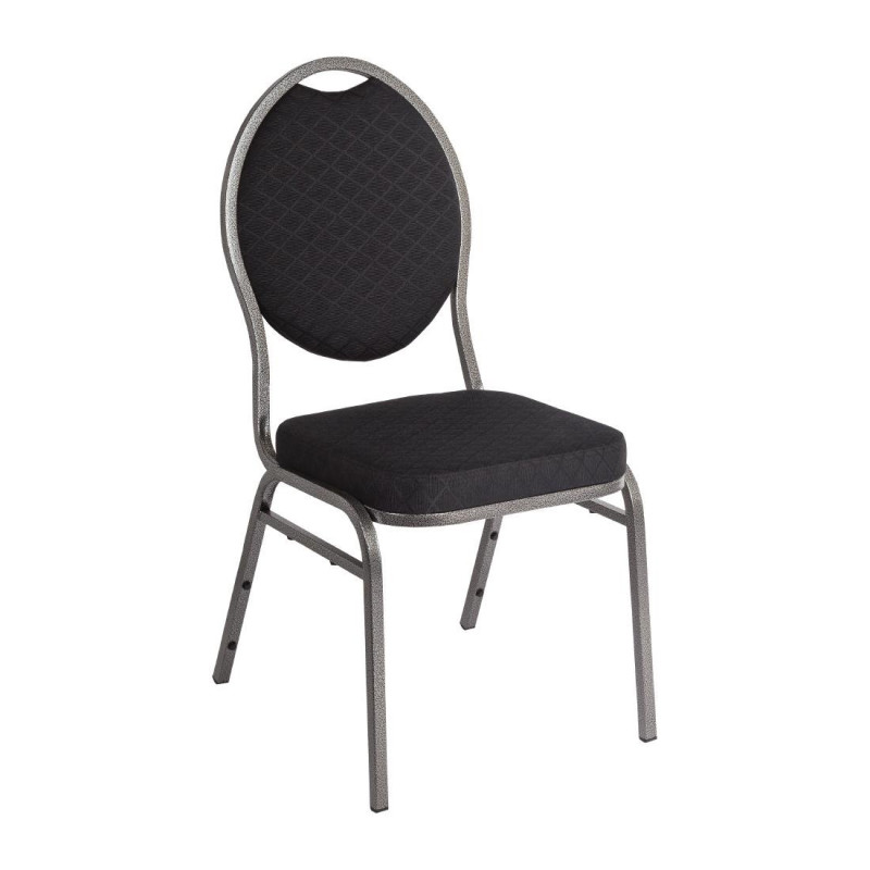 Schwarzer Bankettstuhl mit ovalem Rücken - Set mit 4 Stück - Bolero - Fourniresto Schwarzer Bankettstuhl mit ovalem Rücken - Set mit 4 Stück - Bolero - Fourniresto