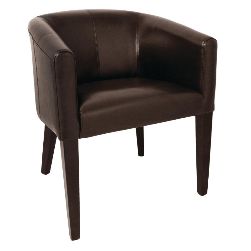 Fauteuil in donkerbruin kunstleer - Bolero - Fourniresto Fauteuil in donkerbruin kunstleer - Bolero - Fourniresto