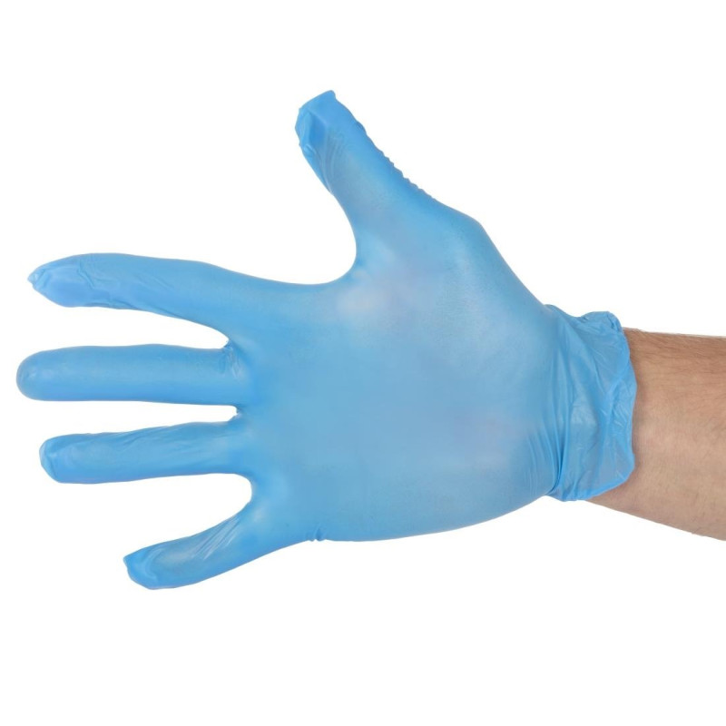 Lebensmittelsichere Vinylhandschuhe, unsteril, blau, Größe M - Packung mit 100 Stück - Vogue - Fourniresto Lebensmittelsichere Vinylhandschuhe, unsteril, blau, Größe M - Packung mit 100 Stück - Vogue - Fourniresto