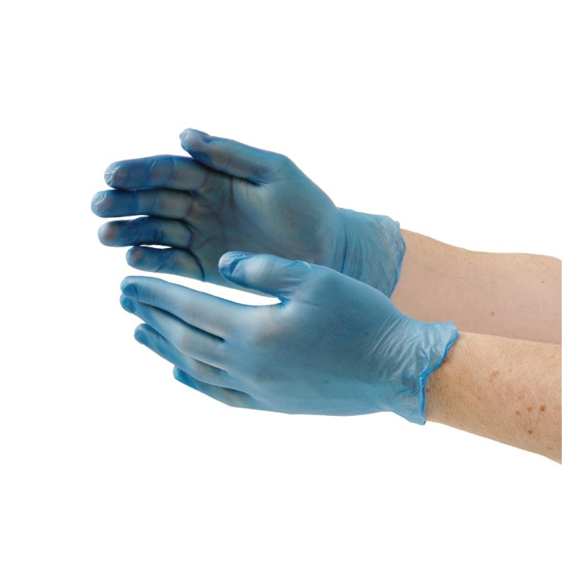 Lebensmittelsichere Vinylhandschuhe, unsteril, blau, Größe S - Packung mit 100 Stück - Vogue - Fourniresto Lebensmittelsichere Vinylhandschuhe, unsteril, blau, Größe S - Packung mit 100 Stück - Vogue - Fourniresto