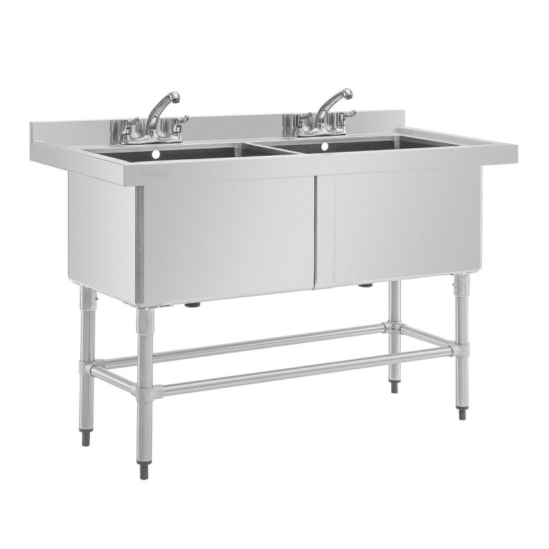 Dubbele spoelbak met achterwand 2 x 100 L 1410 x 600 mm - Vogue - Fourniresto Dubbele spoelbak met achterwand 2 x 100 L 1410 x 600 mm - Vogue - Fourniresto