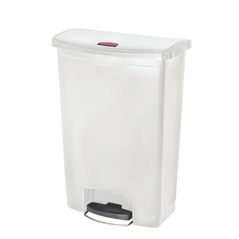 Prullenbak met pedaal aan de voorkant Large Slim Jim StepOn Wit 90L - Rubbermaid - Fourniresto Prullenbak met pedaal aan de voorkant Large Slim Jim StepOn Wit 90L - Rubbermaid - Fourniresto