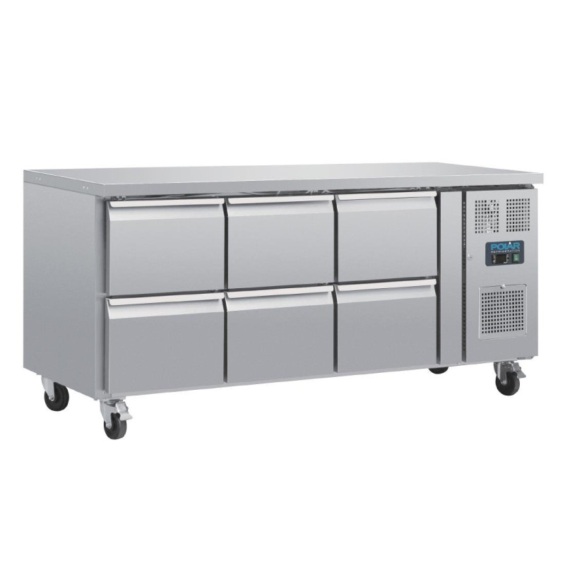 Refrigerated Table GN 1/1 Ventilated 6 Drawers Series U 465L - Polar - Fourniresto Refrigerated Table GN 1/1 Ventilated 6 Drawers Series U 465L - Polar - Fourniresto