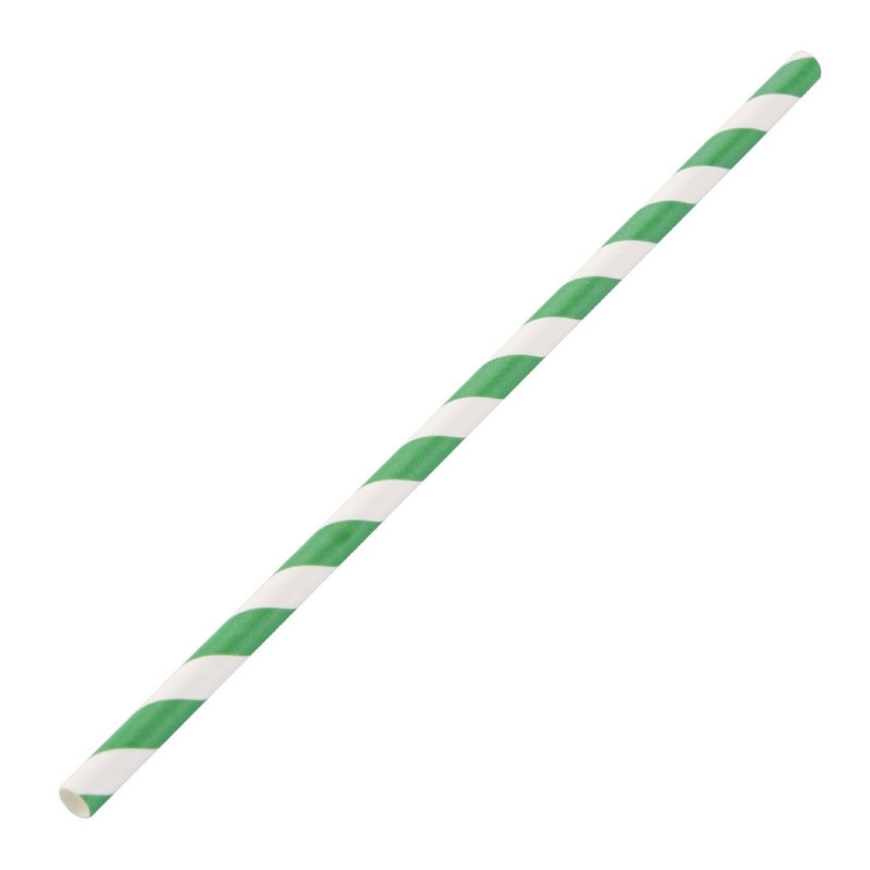 Papiestrohhalme, kompostierbar, gestreift, grün und weiß, 210 mm - Packung mit 250 Stück - Fiesta Green - Fourniresto Papiestrohhalme, kompostierbar, gestreift, grün und weiß, 210 mm - Packung mit 250 Stück - Fiesta Green - Fourniresto
