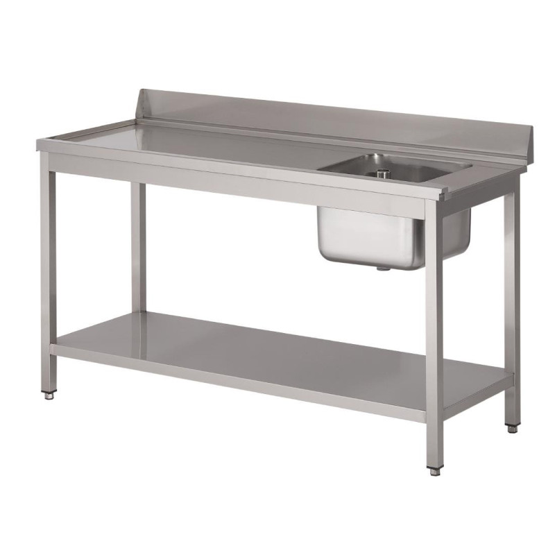 Inox Inkomtafel voor Vaatwasser Met Rechts Spoelbak en Achterwand en Onderste Plank - L 1000 x D 700mm - Gastro M Inox Inkomtafel voor Vaatwasser Met Rechts Spoelbak en Achterwand en Onderste Plank - L 1000 x D 700mm - Gastro M
