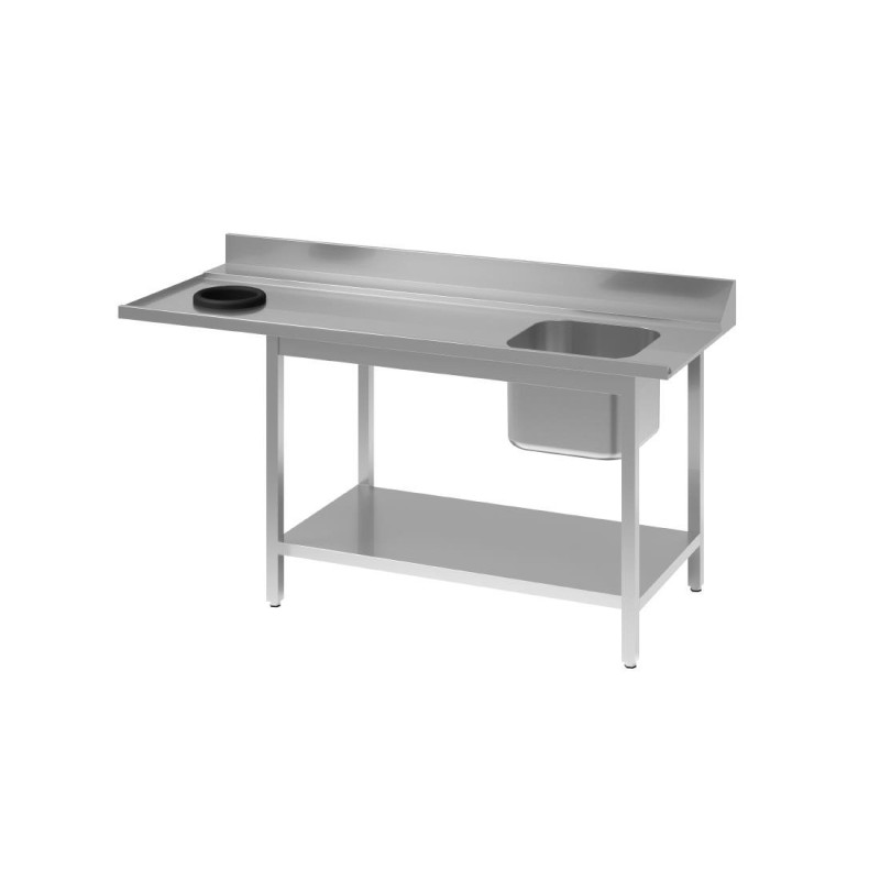 Stainless Steel Dishwasher Inlet Table with Right Sink, Backsplash, and Lower Shelf - W 1000 x D 700mm - Gastro M Stainless Steel Dishwasher Inlet Table with Right Sink, Backsplash, and Lower Shelf - W 1000 x D 700mm - Gastro M