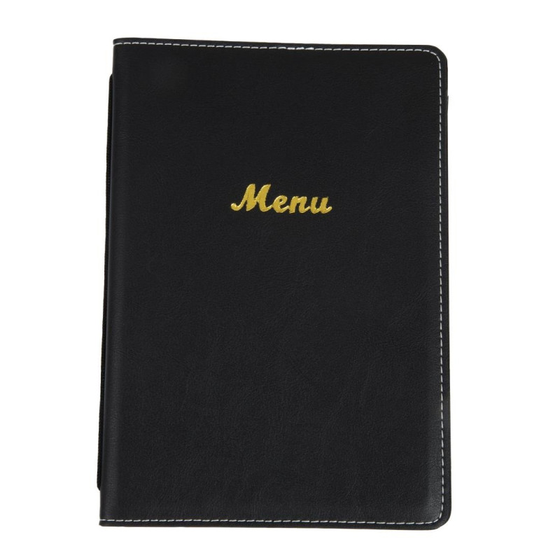 Protège-Menu En Simili Cuir A5 Noir - Olympia - Fourniresto Protège-Menu En Simili Cuir A5 Noir - Olympia - Fourniresto