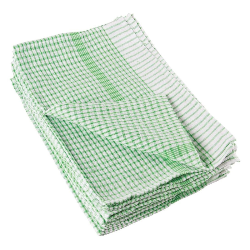 Groene katoenen theedoeken - Set van 10 - Vogue - Fourniresto Groene katoenen theedoeken - Set van 10 - Vogue - Fourniresto