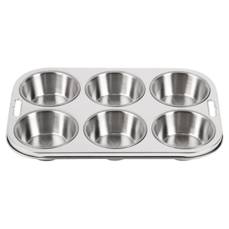 Plaque De 6 Moules À Muffins Profonds en Inox - Vogue Plaque De 6 Moules À Muffins Profonds en Inox - Vogue