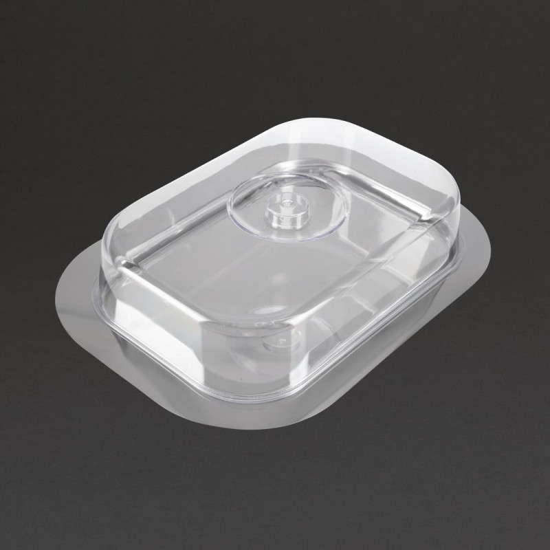Rechteckiges Tablett aus Edelstahl mit transparentem Deckel - APS - Fourniresto Rechteckiges Tablett aus Edelstahl mit transparentem Deckel - APS - Fourniresto
