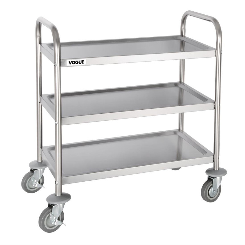 RVS Afruimwagen - 3 Niveaus - L 710 X D 405mm - 128Kg - Vogue RVS Afruimwagen - 3 Niveaus - L 710 X D 405mm - 128Kg - Vogue