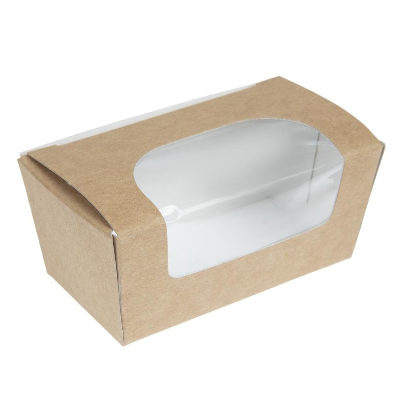 Rechteckige kompostierbare Kuchenkartons aus Kraftpapier mit Fenster - Packung mit 500 Stück - Colpac Rechteckige kompostierbare Kuchenkartons aus Kraftpapier mit Fenster - Packung mit 500 Stück - Colpac