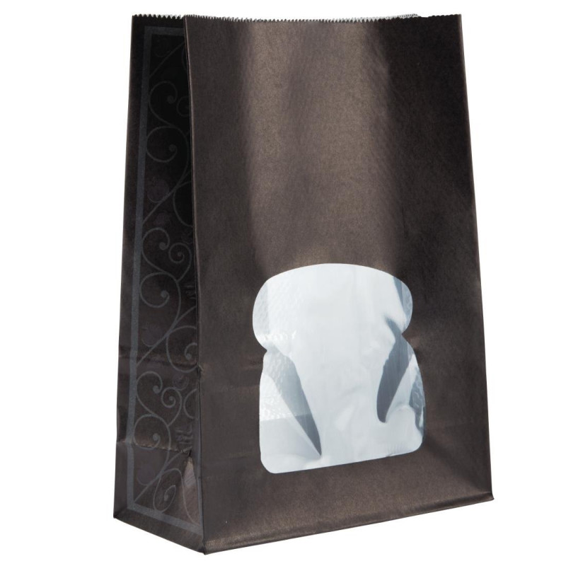 Papiersandwichbeutel aus recycelbarem Schwarz mit Fenster - Packung mit 250 Stück - Colpac Papiersandwichbeutel aus recycelbarem Schwarz mit Fenster - Packung mit 250 Stück - Colpac