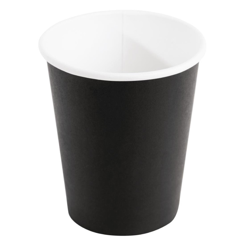 Wegwerpbekers voor warme dranken zwart - 225 ml - Pak van 1000 - Fiesta Wegwerpbekers voor warme dranken zwart - 225 ml - Pak van 1000 - Fiesta