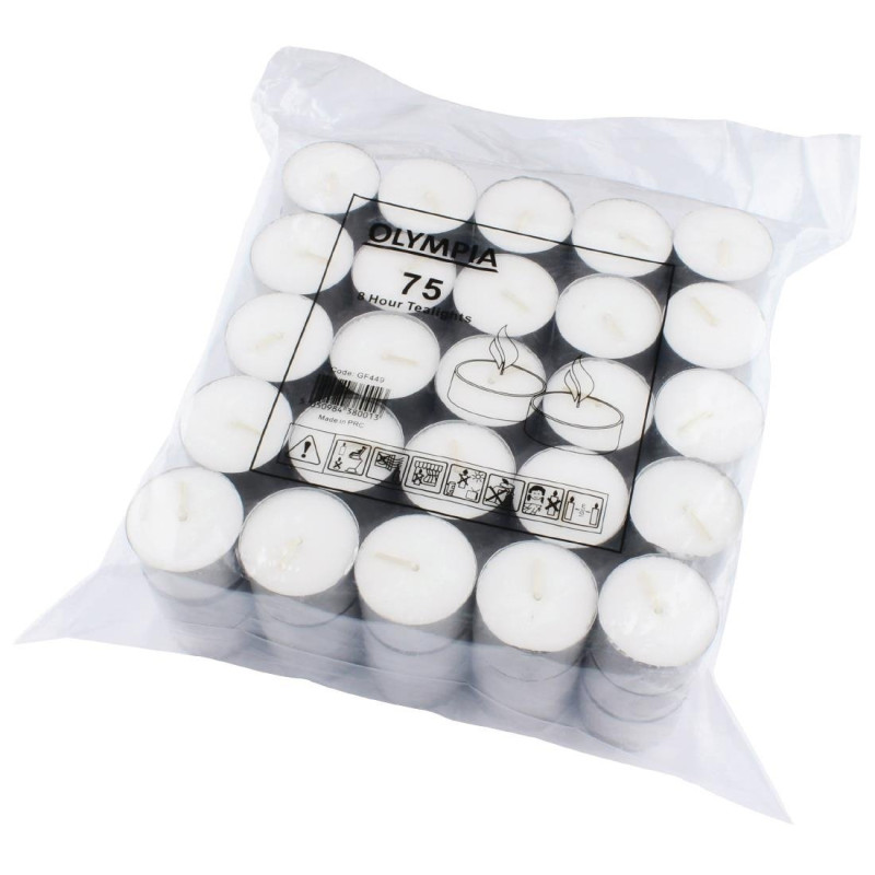 Teelichter 8 Stunden - Packung mit 75 - Olympia - Fourniresto Teelichter 8 Stunden - Packung mit 75 - Olympia - Fourniresto